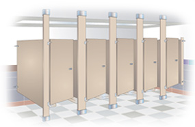 Partitions - Baked Enamel - Floor to Ceiling Mount